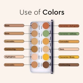 C2P Pro Ultra HD 12 Color Supraemeshield Must Have Concealer, Corrector, Foundation & Contour Palette for Face Makeup | Offers Medium to Buildable Coverage for Dry Skin - All in 1 palette 42g