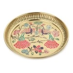 TORPPEZA Brass Golden Peacock Design Pooja Thali Plate for Home and Decoration - 7 Inch