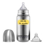 Eddie & Holly Steel Feeding Bottle | 400 ML Wide Neck | Zero Plastic | Premium Stainless Steel | Milk Bottle for New Born Baby and 1+ Year Baby (400 ML)