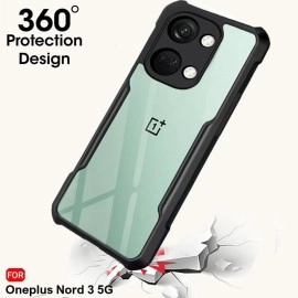 TheGiftKart Shockproof Crystal Clear Back Cover Case for OnePlus Nord 3 5G | 360 Degree Protection | Protective Design | Transparent Back Cover Case for OnePlus Nord 3 5G (PC & TPU, Black Bumper)