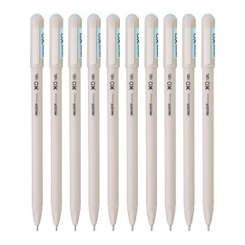 Hauser XO Gel Pen Wallet Pack | Sleek Body & Minimalistic Design With Matt Finish | Solid Body Type, Low Viscosity Ink | Ultra Durable Tip | Blue Ink, Pack of 10 Pens