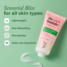 The Pink Foundry Acne Moisturiser I Treats & Prevents Breakout, Soothes Redness & Irritation I Gel Moisturiser for Normal, Sensitive, Oily, Combination Skin 50ml