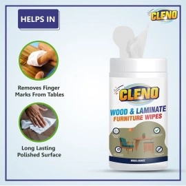 Cleno Wood & Laminate Furniture Wet Wipes Clean, Restore Polish & Protects - Wood Tables/Chairs/Cupboard/Bedroom Furniture/Cabinets/Benches/Doors/Desks- 50 Wipes (Pack of 4) (Ready to Use)