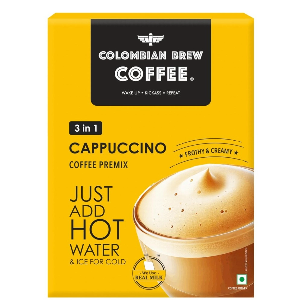 COLOMBIAN BREW COFFEE 3 in 1 Cappuccino Caf Latte, Instant Powder Premix, 10 Sachets Box
