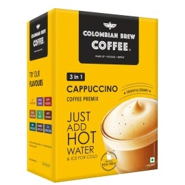 COLOMBIAN BREW COFFEE 3 in 1 Cappuccino Caf Latte, Instant Powder Premix, 10 Sachets Box