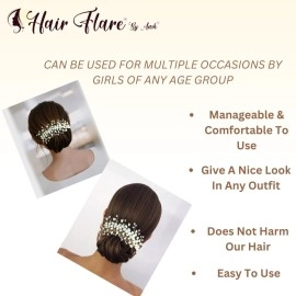 Hair Flare Hair Accessories For Women & Girls, Stylish for Wedding - Artificial Flowers & Pearl Style Juda Bun - Floral Bridal Brooch & Hair Pins - Hairstyle Decoration Bride Clips - 2640
