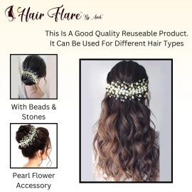 Hair Flare Hair Accessories For Women & Girls, Stylish for Wedding - Artificial Flowers & Pearl Style Juda Bun - Floral Bridal Brooch & Hair Pins - Hairstyle Decoration Bride Clips - 2640