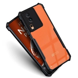 Fashionury Shockproof Crystal Clear Back Cover Case for iQOO Neo 7 / Neo 7 Pro 5G | 360 Degree Protection | Protective Design | Transparent Back PC & TPU | Black Bumper