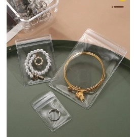 wolpin (17 Pcs Jewellery Organiser Storage Pouches Clear Zip Lock Cover for Rings Earrings, Necklace, Transparent, Polyvinyl Chloride PVC