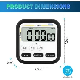 PLUZNIQ Kitchen Timer, 24-Hours Digital Timer with Clock for Cooking, Loud Alarm & Strong Magnet, Count-Up & Count Down for Kitchen Baking Sports Games Office Study (Pack of 1, Pink)