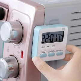 PLUZNIQ Kitchen Timer, 24-Hours Digital Timer with Clock for Cooking, Loud Alarm & Strong Magnet, Count-Up & Count Down for Kitchen Baking Sports Games Office Study (Pack of 1, Pink)