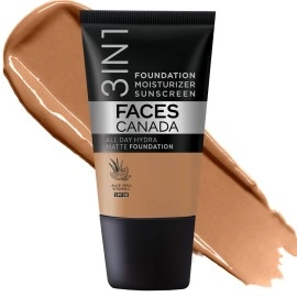 FACES CANADA All Day Hydra Matte Foundation - Mini | 3-in-1 Foundation + Moisturizer + SPF 30 | 24 HR Aloe Hydration & Vitamin C | 10HR Long Wear | Medium to High Buildable Coverage | Warm Sand,15ml