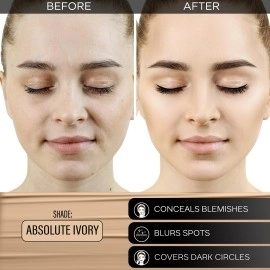 FACES CANADA All Day Hydra Matte Foundation - Mini | 3-in-1 Foundation + Moisturizer + SPF 30 | 24 HR Aloe Hydration & Vitamin C | 10HR Long Wear | Medium to High Buildable Coverage | Absolute Ivory,