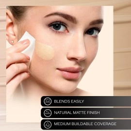 FACES CANADA All Day Hydra Matte Foundation - Mini | 3-in-1 Foundation + Moisturizer + SPF 30 | 24 HR Aloe Hydration & Vitamin C | 10HR Long Wear | Medium to High Buildable Coverage | Absolute Ivory,