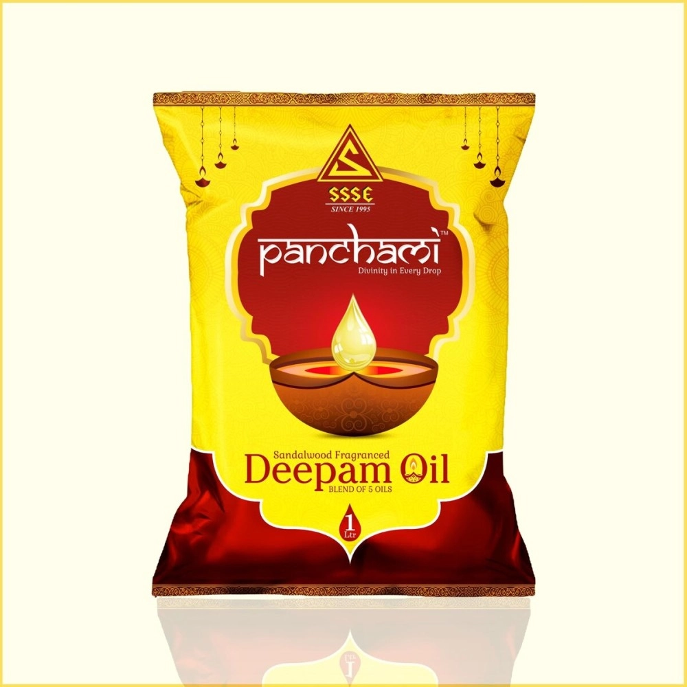 Panchami Aromatherapeutic Panchami Deepam Oil Pouch|| 100% Pure & Natural || Lamp Oil for Pooja Diya || Deepam Oil for Puja (Pack of 1000 ML)