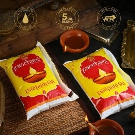 Panchami Aromatherapeutic Panchami Deepam Oil Pouch|| 100% Pure & Natural || Lamp Oil for Pooja Diya || Deepam Oil for Puja (Pack of 1000 ML)