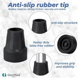 GLORIFIED ORTHO 2 Pack Replacement Rubber Tips for Walking Cane,All Type Elbow Crutches, All Walking Sticks Leg Bushes Accessories (Black)