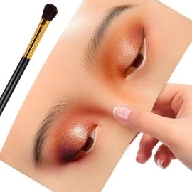ELITEWAVE 4PCS Silicone Face Makeup Mannequin - Perfect Aid for Eyeshadow Practice with 3Pcs Eye Brushes