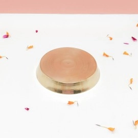TORPPEZA Brass Plain Design Heavy Plate for Store kumkum, haldi, akshat, Prashad/Heavy Small thali for Pooja Purpose Round Shape Plate (Size - 8.5cm) Pack of 1