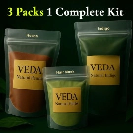 VEDA Natural Colours For Black Hair|Henna Powder, Indigo Powder, Hair Pack)|Long Lasting Natural Hair, 1 Count