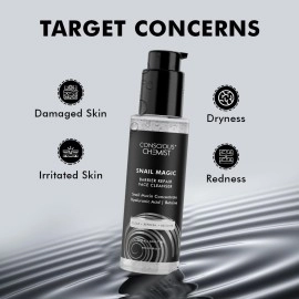 Conscious Chemist Snail Magic Cleanser Barrier Repair Low pH Gel Cleanser | Daily Mild Face Cleanser for All Skin with Korean Snail Mucin Concentrate, Betaine & Pine Bark Extract | 100ml