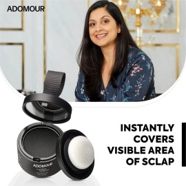 Adomour Hair Root touchup Powder | Hairline Powder for Men and Women | Instantly conceals Hair loss, bald patch and Grey Hair | Root Cover up | Sweat Resistant and Stain Proof 24 hour Formula (Dark