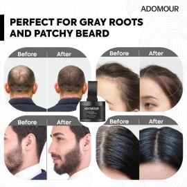 Adomour Hair Root touchup Powder | Hairline Powder for Men and Women | Instantly conceals Hair loss, bald patch and Grey Hair | Root Cover up | Sweat Resistant and Stain Proof 24 hour Formula (Dark