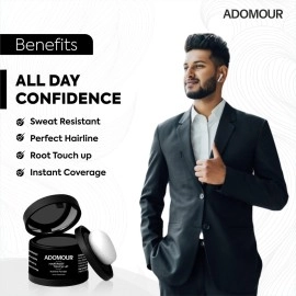 Adomour Hair Root touchup Powder | Hairline Powder for Men and Women | Instantly conceals Hair loss, bald patch and Grey Hair | Root Cover up | Sweat Resistant and Stain Proof 24 hour Formula (Dark
