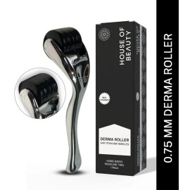 HOUSE OF BEAUTY Derma Roller for Face - 0.75mm Microneedle Roller for Skin Care, Dark pigmentation, Beard Growth & Hair Regrowth - 540 Real Titanium Microneedling Tool for Glowing Skin, Fine Lines