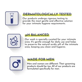 Mannlich Intimate Wash for Men (150 ml) Relieves Itchiness & Odour, Prevents Fungal Growth, Genital Area, pH Balanced & Dermatologically Tested With Tea Tree Oil, Neem, Eucalyptus Oil, 1% Salicylic &