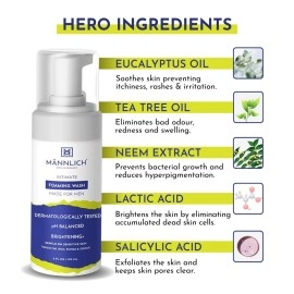 Mannlich Intimate Wash for Men (150 ml) Relieves Itchiness & Odour, Prevents Fungal Growth, Genital Area, pH Balanced & Dermatologically Tested With Tea Tree Oil, Neem, Eucalyptus Oil, 1% Salicylic &