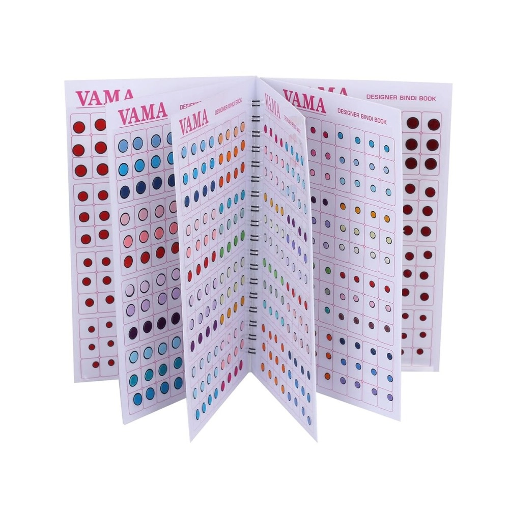VAMA FASHIONS Black Border Outline Sketch Red Maroon Multicolour Kumkum Bindis sticker Bindiya Spiral Bride Groom Dulhan bindi book for women (Black Border small Bindi Booklet)