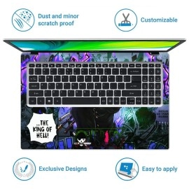 Finearts Full Body Laptop Skin Upto 15.6 inch Sticker Compatible for Dell/HP/Lenovo/Acer/Sony All Laptop Size Upto 14 to 15.6 Inch - The King of Hell Anime