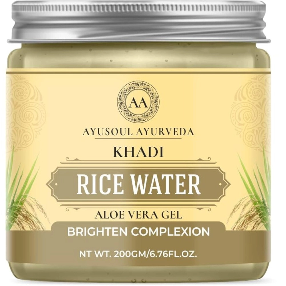 Ayusoul Ayurveda Rice Water Aloe Vera Gel for Skin, Face & Hair | Super-Hydrating, Soothing & Moisturizing | For Women & Men of All Skin Types - 200gm