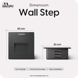 Murphy 3W Wall Step Conceal Light Outdoor and Indoor LED Foot Light with Aluminium IP65 Grade Waterproof Body : Warm White, Pack of 2
