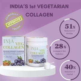 INJA Wellness Veg Collagen Supplement Powder for Women,Men,100% Vegetarian,No Added Sugar,Improves Skin & Hair Health,Reduce Fine Line & Wrinkles,Blackcurrant Flavour,150 grams