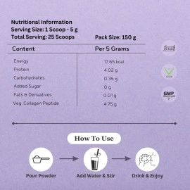 INJA Wellness Veg Collagen Supplement Powder for Women,Men,100% Vegetarian,No Added Sugar,Improves Skin & Hair Health,Reduce Fine Line & Wrinkles,Blackcurrant Flavour,150 grams