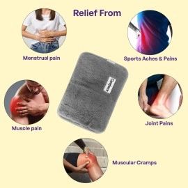 Careforce - The Force Behind Your Health Electric Hot Water Bag with Pouch Hot Bags for Pain Relief in Shoulder, Back & Full Body, Hand Warmer, for Pain Relief in Cramps, Periods, Grey