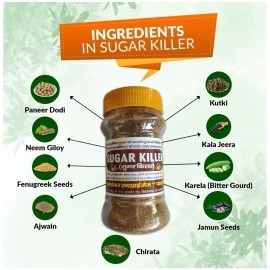 Sugar Killer Ayurvedic Powder, Diabetes Control powder Maintains Digestion & Cholesterol level Ease the tingling in the hands and feet, Pack of 1 (100gm)