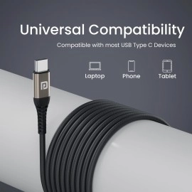 Portronics Conch Tune C in Ear Type C Wired Earphones with Mic,10mm Driver, 1.2m Nylon Braided Anti Tangle Wire, in line Controls, Metal Alloy Body, Wide Compatibility(Grey)