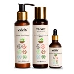 Vebix Professional HairCare Regimen -Ayurvedic 3 Product Kit -For Normal (All Types ) Hair - Lotus AntiHairfall Shampoo + Anti HairFall Neem Oil & Hair Growth Serum