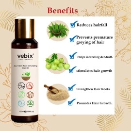 Vebix Professional HairCare Regimen -Ayurvedic 3 Product Kit -For Normal (All Types ) Hair - Lotus AntiHairfall Shampoo + Anti HairFall Neem Oil & Hair Growth Serum
