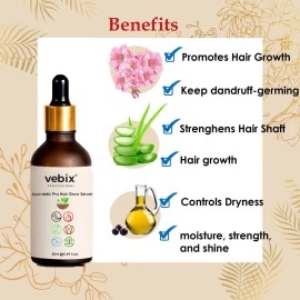 Vebix Professional HairCare Regimen -Ayurvedic 3 Product Kit -For Normal (All Types ) Hair - Lotus AntiHairfall Shampoo + Anti HairFall Neem Oil & Hair Growth Serum