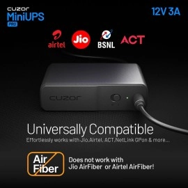 Cuzor Mini UPS PRO | Upto 8 Hours Backup | 3x2900 mAh Battery | Supports Jio, Airtel & All Other 12V Routers Upto 3Amps | UPS for 12V WiFi Router | Power Backup for broadband modems