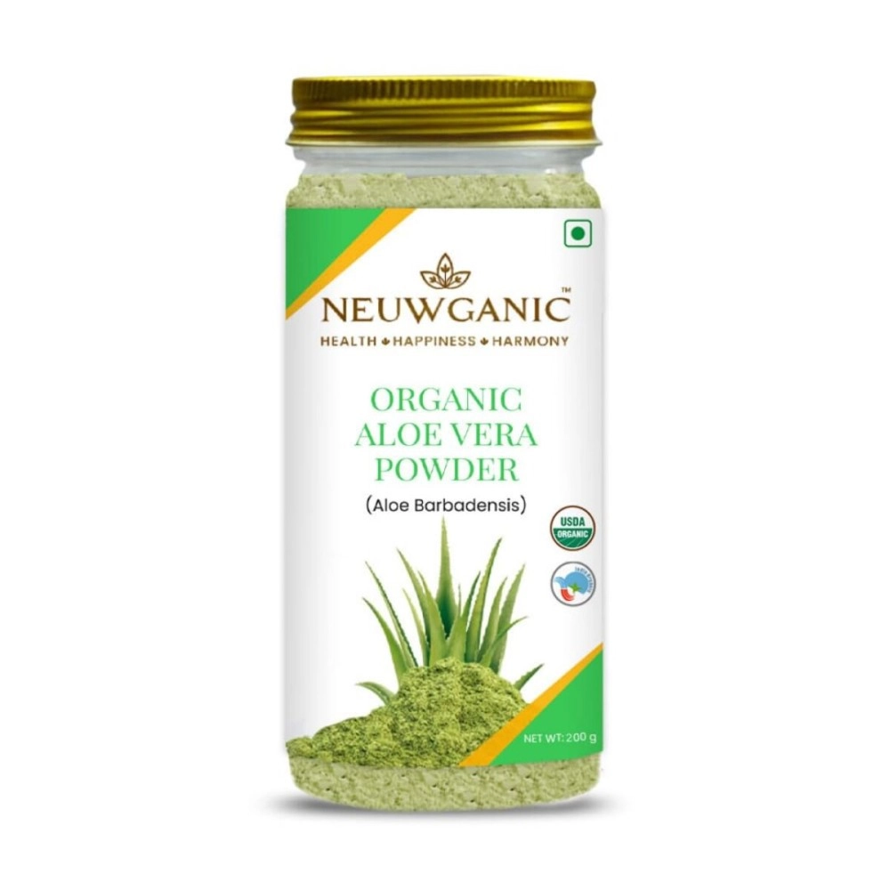 Neuwganic - Organic Aloe Vera Leaf Powder - India Organic and Usda Organic Certified - Food Grade - For Face,Skin & Hair Care - Aloevera Powder 200 gm Pack of 1