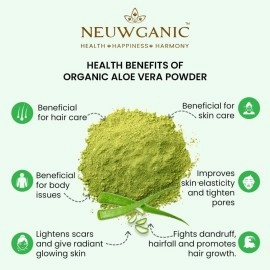Neuwganic - Organic Aloe Vera Leaf Powder - India Organic and Usda Organic Certified - Food Grade - For Face,Skin & Hair Care - Aloevera Powder 200 gm Pack of 1