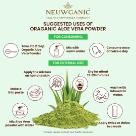 Neuwganic - Organic Aloe Vera Leaf Powder - India Organic and Usda Organic Certified - Food Grade - For Face,Skin & Hair Care - Aloevera Powder 200 gm Pack of 1