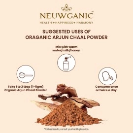 Neuwganic - Organic Arjun Chhaal Powder - Arjun Bark | India Organic and USDA Organic Certified | Promotes Good Cholesterol| 200 Gm