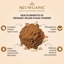 Neuwganic - Organic Arjun Chhaal Powder - Arjun Bark | India Organic and USDA Organic Certified | Promotes Good Cholesterol| 200 Gm