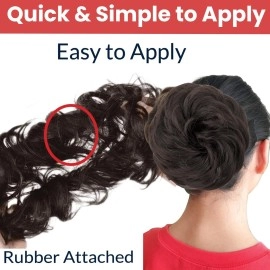 TEMPERIA Hair Accessories For Women Stylish - Juda Hair Buns - Messy Bun Hair Extension - Artificial Fake Donuts Maker Scrunchies - With Elastic Rubber band - Natural Brown - 1 Pc - (25GR)